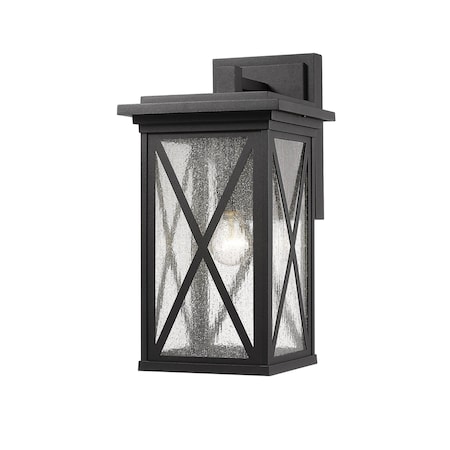Z-Lite Brookside 1 Light Outdoor Wall Sconce, Black And Clear Seedy 583B-BK